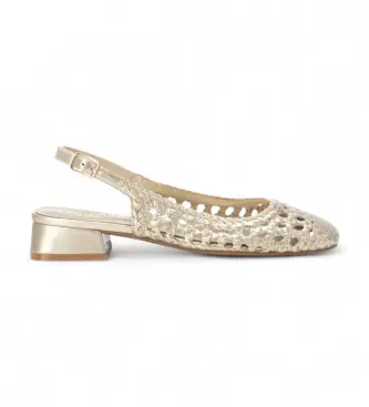 per donna 16218507-ORO Scarpe dorate 162185 (37), Pelle, 1 a 3 cm, Fibbia, Casual, Classico