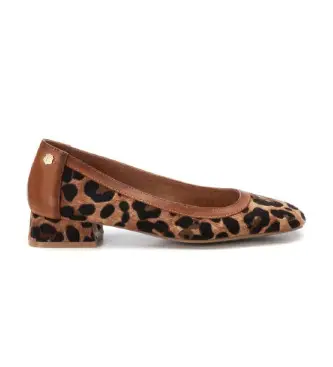 per donna 16218606-LEOPARDO Ballerine in pelle 162186 marrone (37), Basso, Nessuno, Casual, Animal Print
