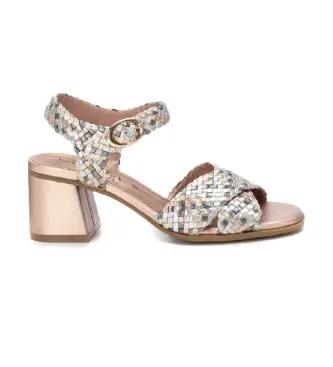 per donna 16219203-NUDE Sandali in pelle 162192 multicolore (37), 3 a 5cm, Fibbia, Casual, Da sera