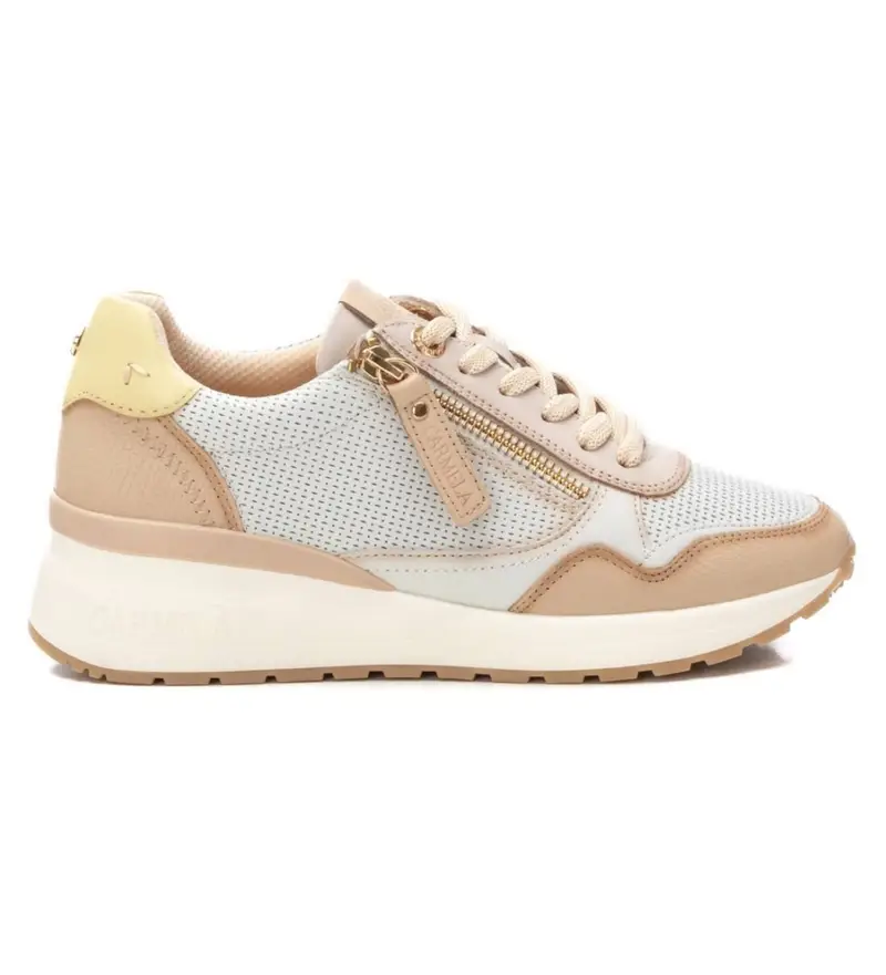 per donna 16226804-BEIGE Sneakers in pelle 162268 beige (37), Basso, Stringhe, Casual