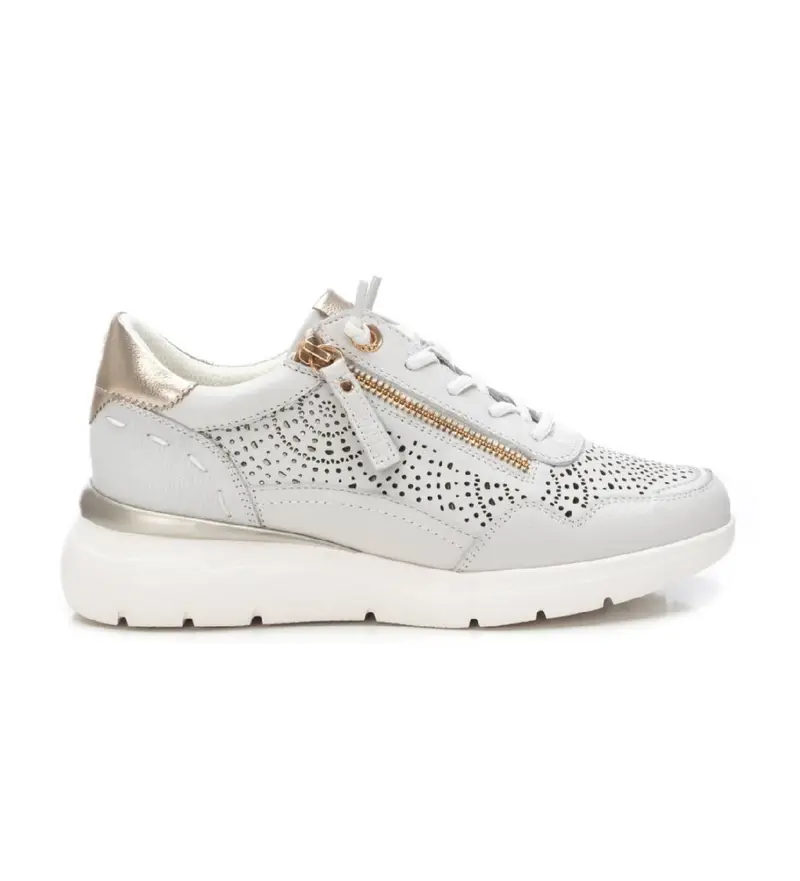 per donna 16227404-BLANCO Sneakers in pelle 162274 bianche (36), Bianco, Basso, Stringhe, Cerniera, Casual