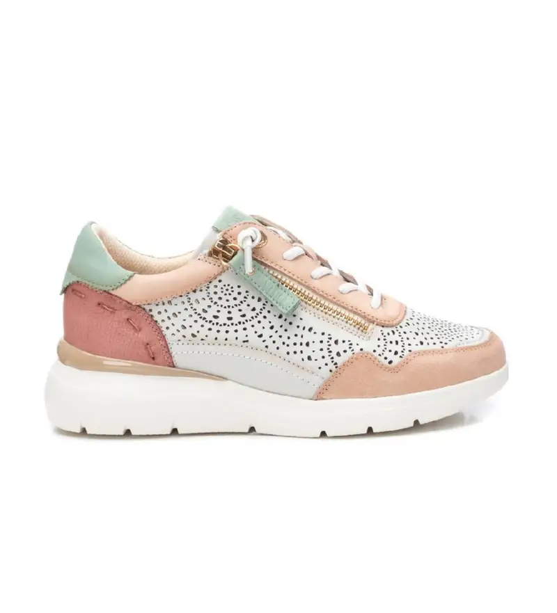 per donna. 16227405-NUDE Sneakers in pelle 162274 multicolor (37), Basso, Stringhe, Cerniera, Casual, Multicolore