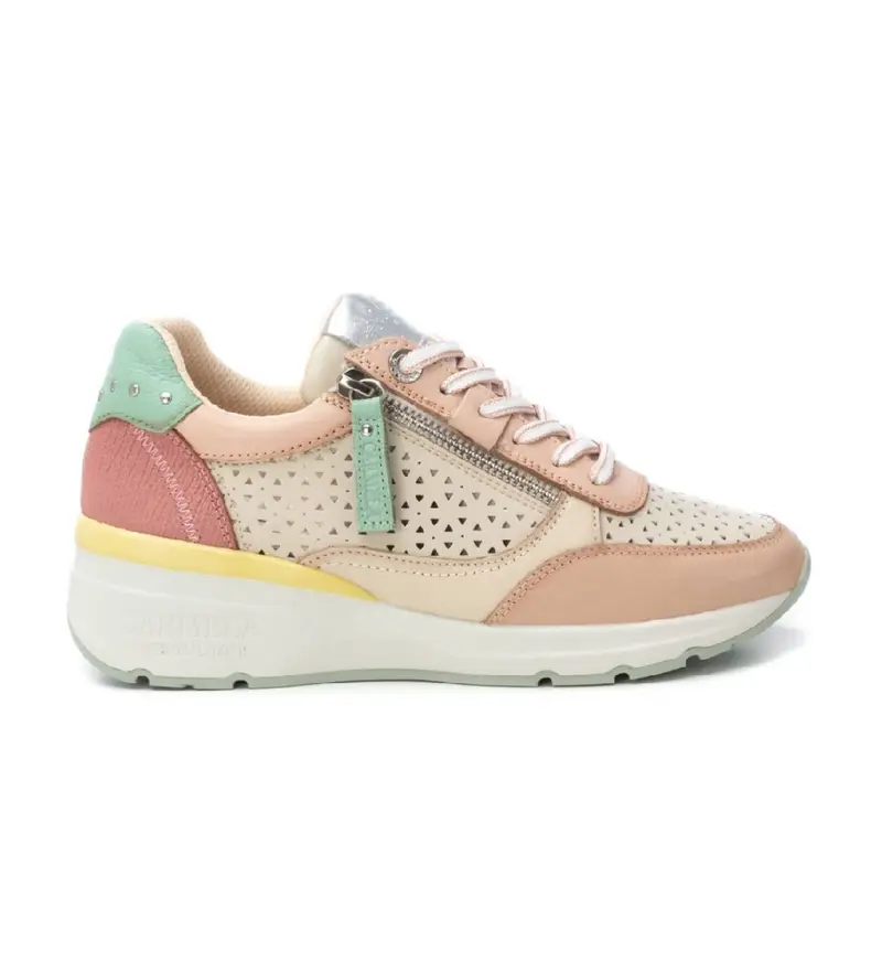 per donna. 16228104-NUDE Sneakers in pelle 162281 multicolor (37), Basso, Stringhe, Cerniera, Casual, Multicolore