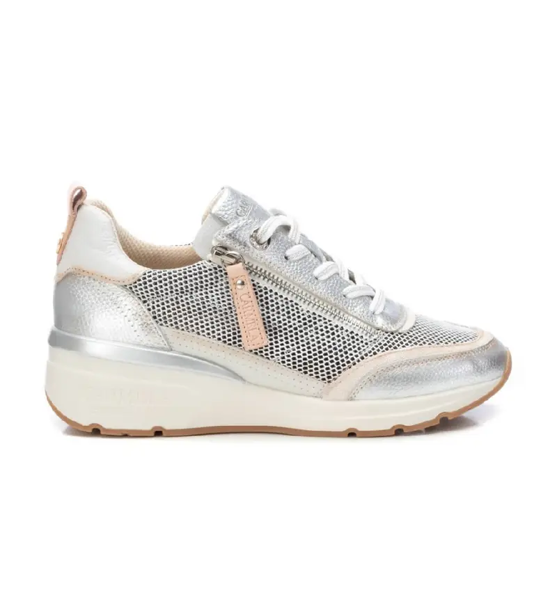 per donna 16228301-PLATA Sneakers in pelle 162283 argento (37), Basso, Stringhe, Casual