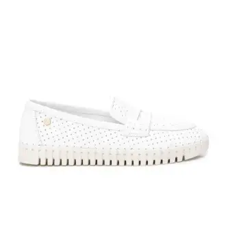 per donna 16230301-BLANCO Mocassini in pelle 162303 bianco (37), Basso, Nessuno, Casual