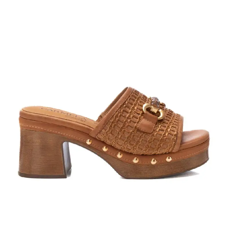 per donna 16233402-CAMEL Zoccoli con tacco 162334 marrone (37), 5 a 8cm, Nessuno, Casual