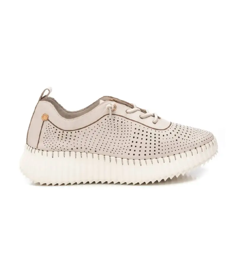 Carmela Sneakers donna beige in pelle con suola antiscivolo