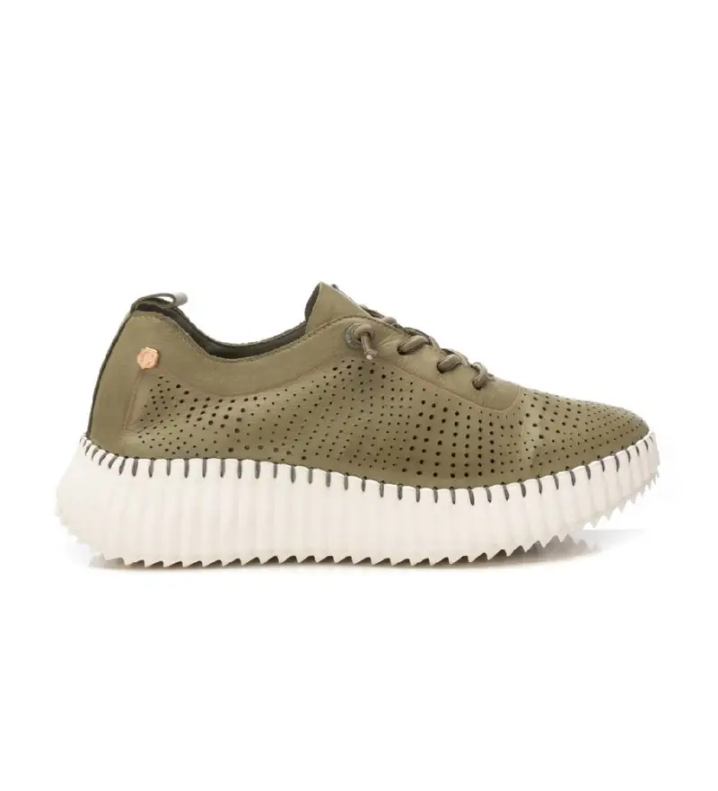 per donna. 16236904-KAKI Sneakers in pelle 162369 verde (36), Basso, Stringhe, Casual