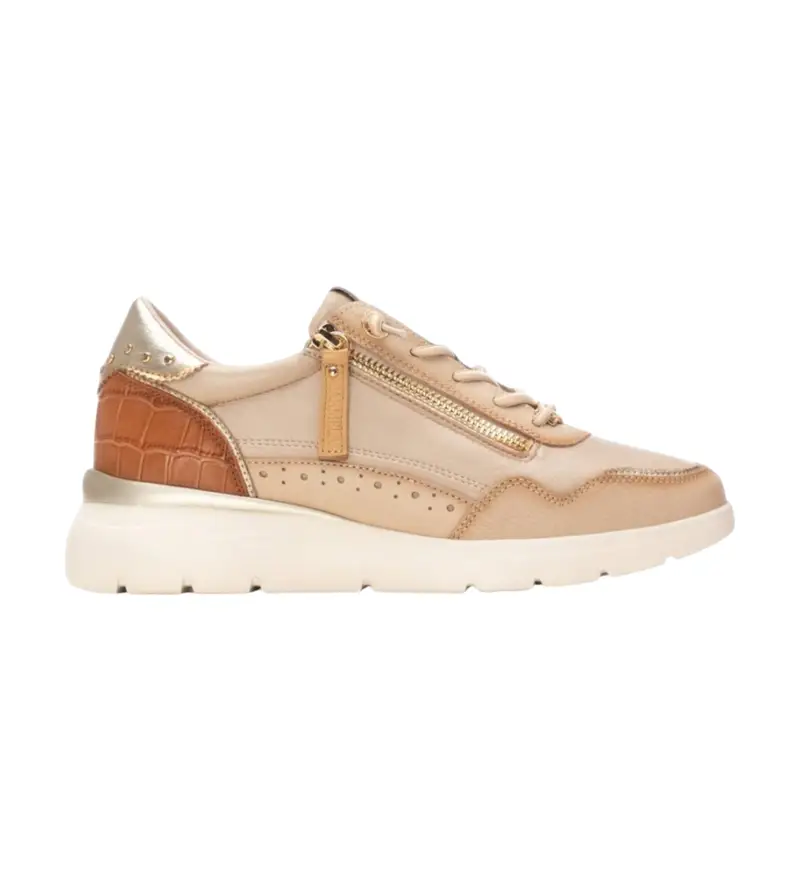 per donna 16243003-BEIGE Sneakers in pelle 162430 beige (37), 3 a 5cm, Cerniera, Casual