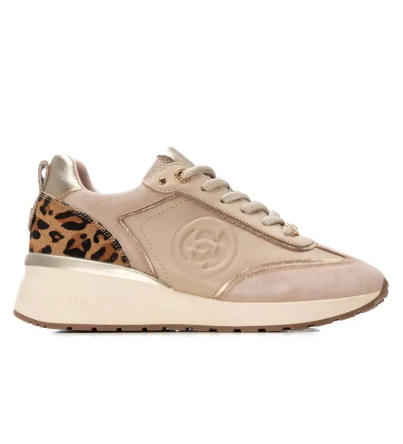 per donna 16244102-BEIGE Sneakers in pelle 162441 beige (37), 3 a 5cm, Stringhe, Casual