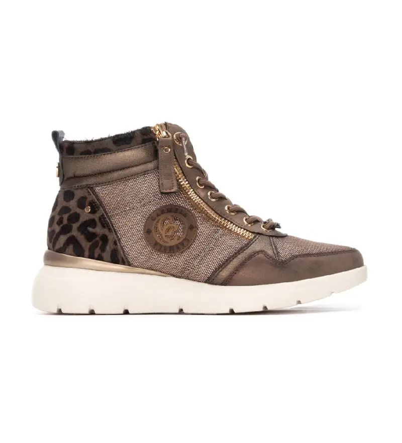 per donna 16251403-TAUPE Sneakers in pelle marrone 162514 (37), Basso, 1 a 3 cm, Cerniera, Casual