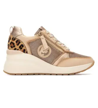 per donna 16252102-BEIGE Sneakers in pelle 162521 marrone (39), 3 a 5cm, Stringhe, Casual