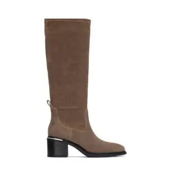 per donna 16264601-TAUPE Stivali in pelle 162646 marrone (38), 3 a 5cm, Crosta, Cerniera, Casual