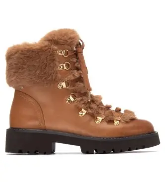 per donna 16266802-CAMEL Stivaletti in pelle marrone 162668 (37), Basso, Stringhe, Cerniera, Casual