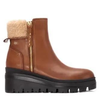 per donna 16271202-CAMEL Stivaletti in pelle marrone 162712 (38), 3 a 5cm, Cerniera, Casual