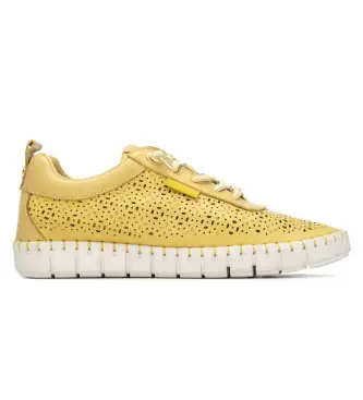 per donna 16309908-AMARILLO Sneakers in pelle 163099 giallo (37), Basso, Stringhe, Casual