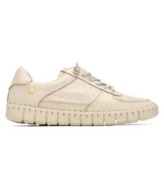 per donna 16310202-BEIGE Sneakers in pelle beige 163102 (37), Basso, Stringhe, Casual