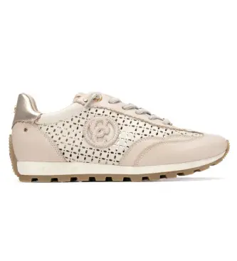 per donna 16311302-BEIGE Sneakers in pelle beige 163113 (37), Basso, Stringhe, Casual