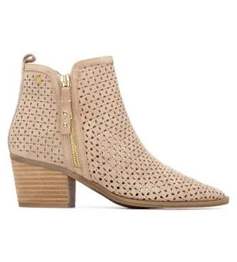 per donna 16314903-BEIGE Stivaletti in pelle beige 163149 (37), Marrone, 3 a 5cm, Crosta, Cerniera, Casual