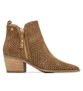 per donna 16314904-CAMEL Stivaletti in pelle marrone 163149 (37), 3 a 5cm, Camoscio, Cerniera, Casual