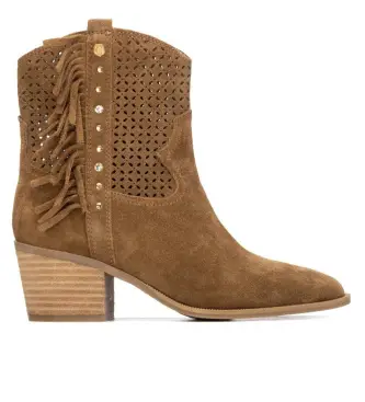 per donna 16315003-CAMEL Stivaletti in pelle marrone 163150 (37), 3 a 5cm, Crosta, Cerniera, Casual