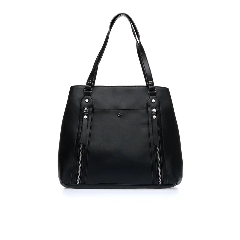 Borsa nera con manici e doppia zip