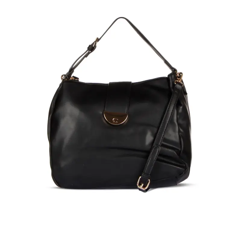 Borsa nera con manico e tracolla removibile