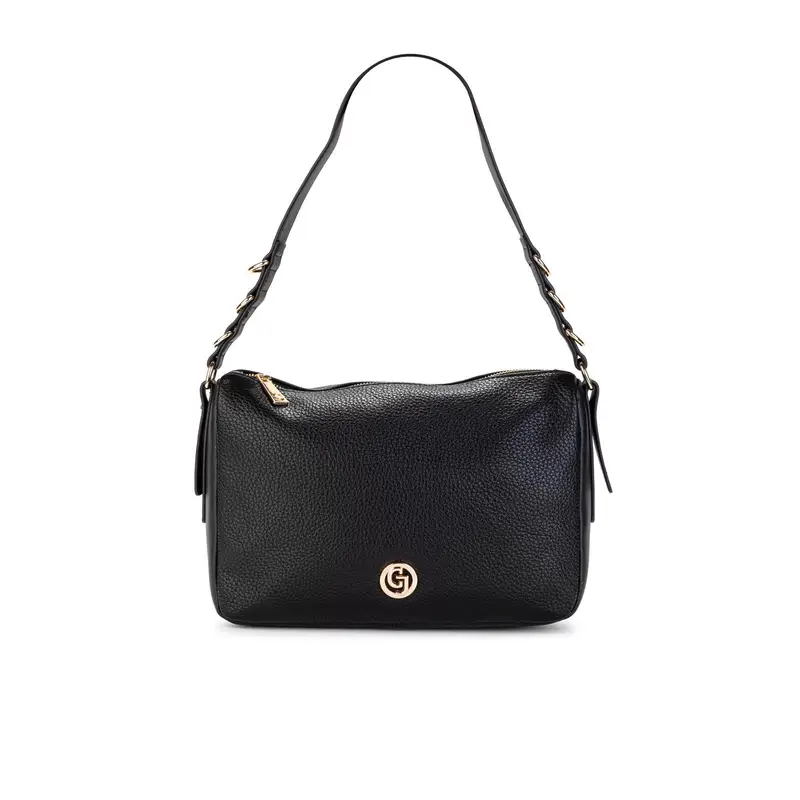 Borsa nera da donna con logo e zip