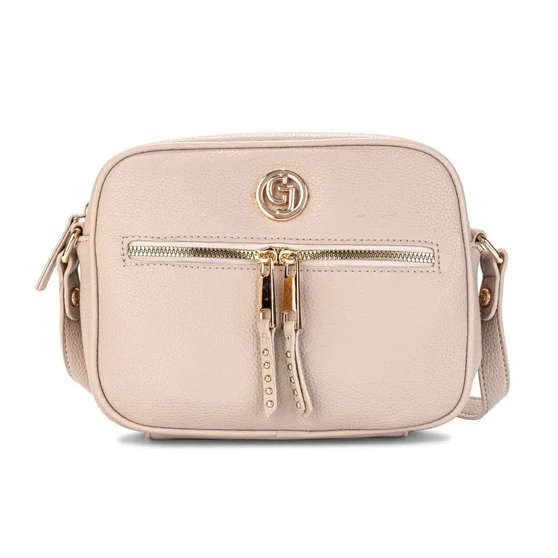 Borsa rosa da donna con con tracolla e zip frontale