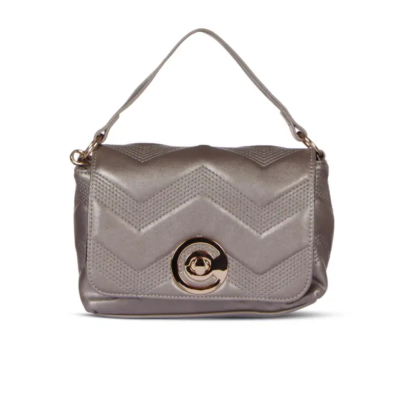 Borsetta grigia a mano effetto trapuntato con tracolla removibile