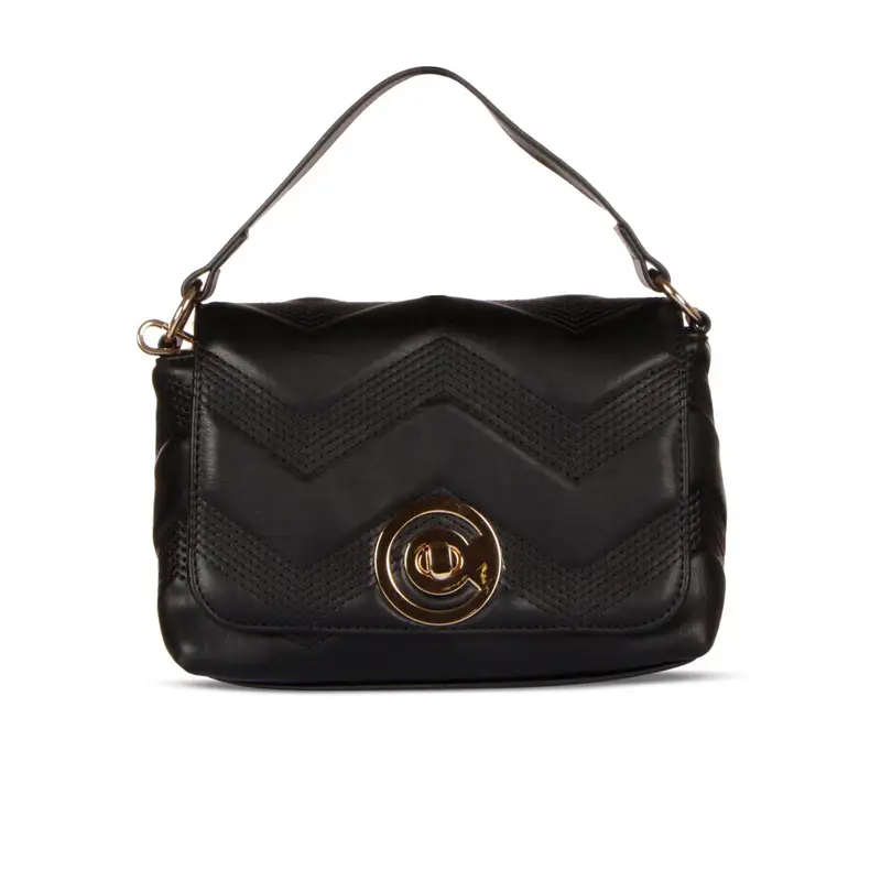 Borsetta nera a mano effetto trapuntato con tracolla removibile