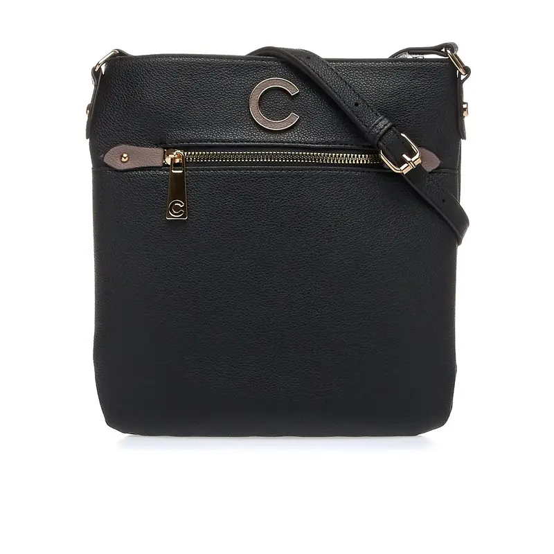 Borsetta nera con tracolla e taschino esterno