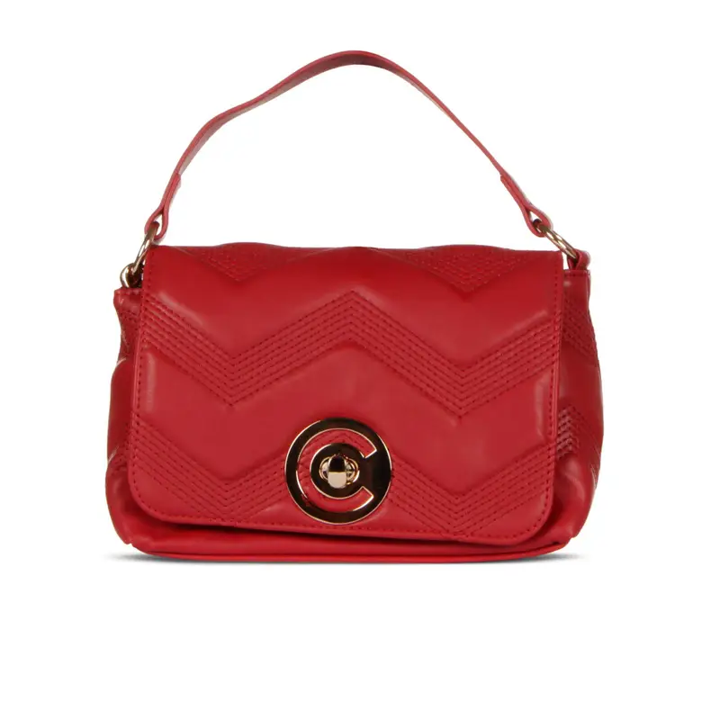 Borsetta rossa a mano effetto trapuntato con tracolla removibile