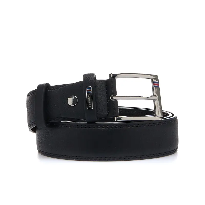Cintura nera da uomo con logo e dettagli colorati