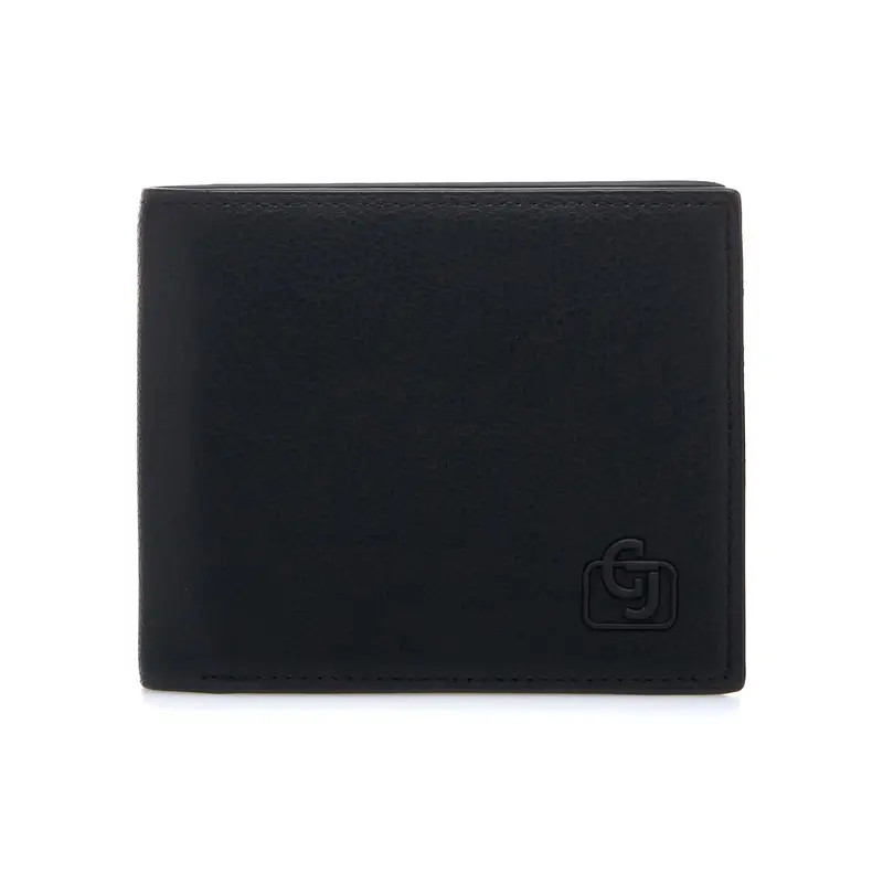 Portafoglio nero con logo esterno