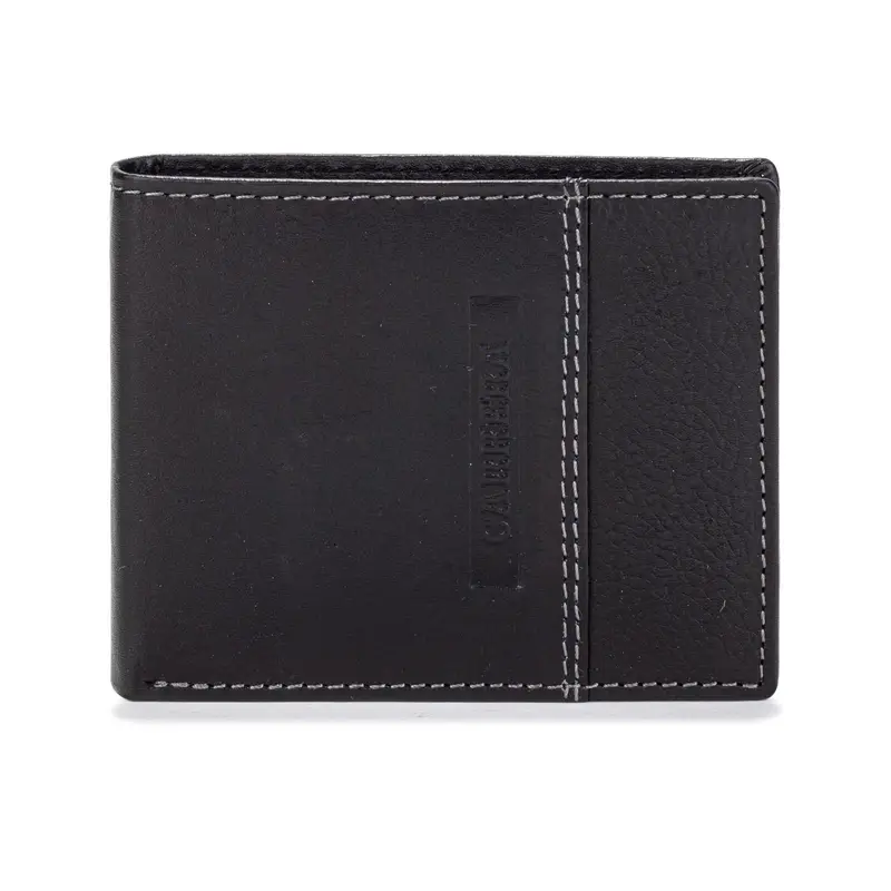 Portafoglio nero da uomo con cuciture a contrasto