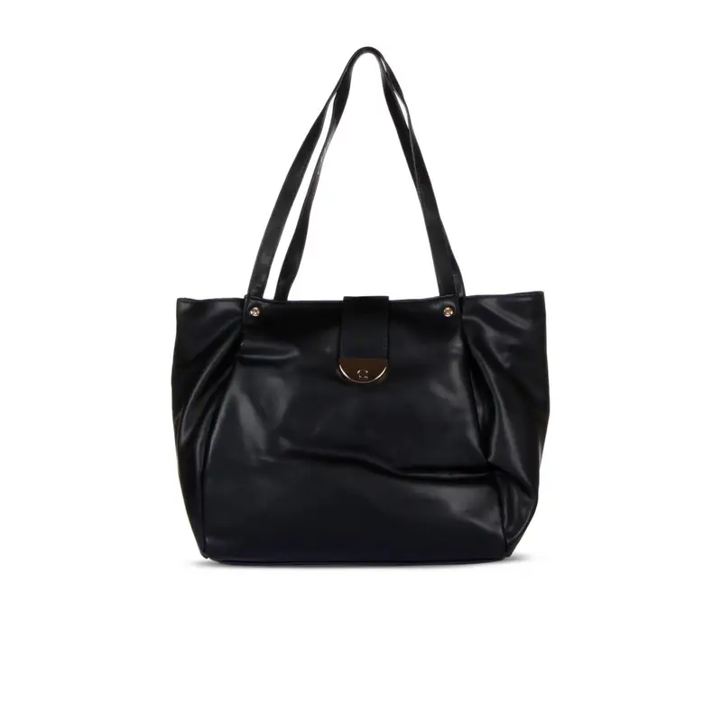 Shopper nera morbida con fibbia