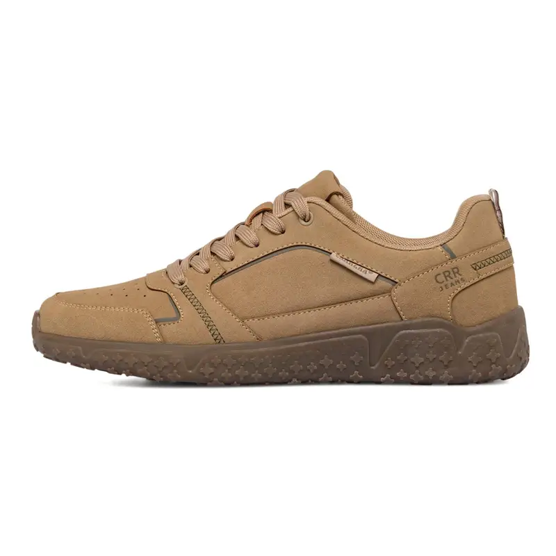 Sneakers beige da uomo con suola sagomata