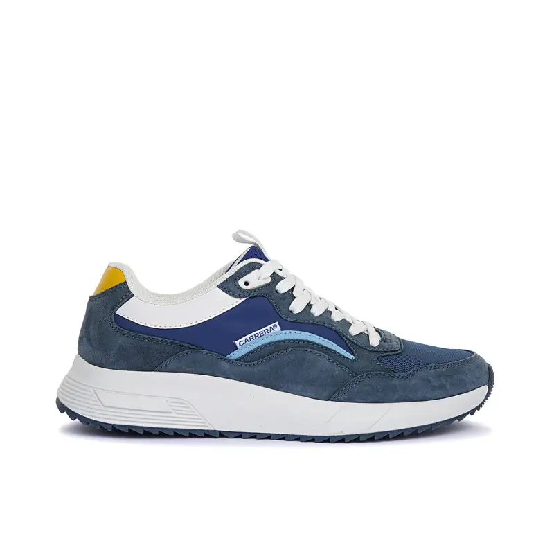 Sneakers blu con cuciture e logo laterale