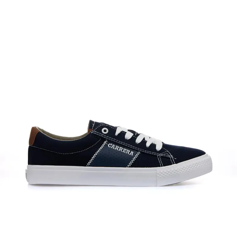 Sneakers blu in tessuto con logo laterale