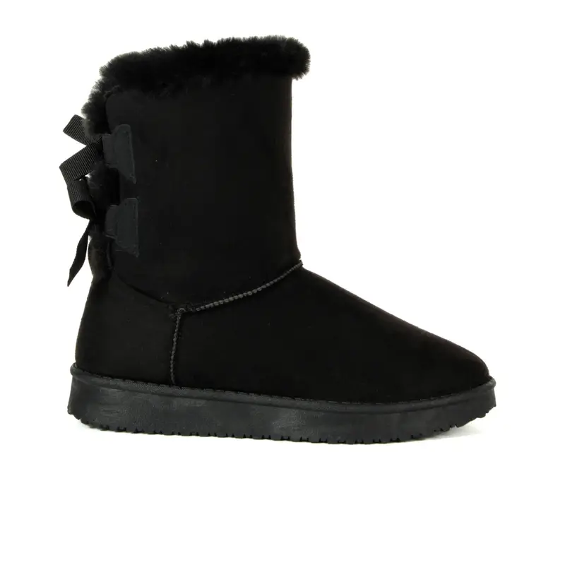 Stivaletti neri con interno in peluche e fiocchi posteriori
