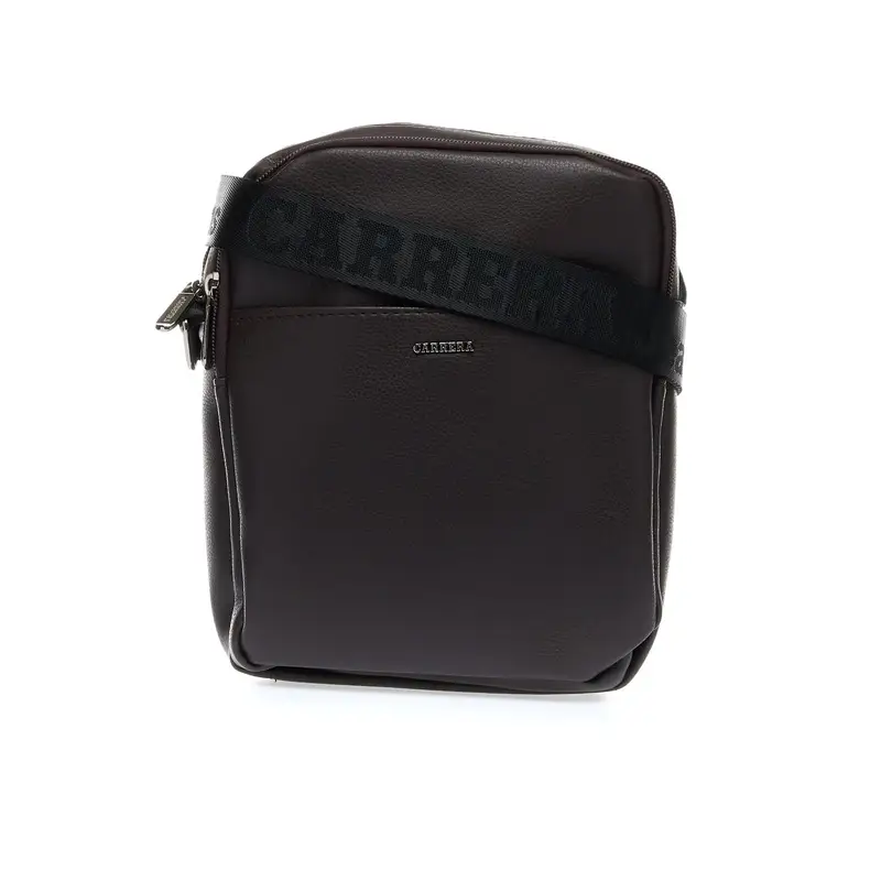 Tracolla marrone uomo con tasca zip