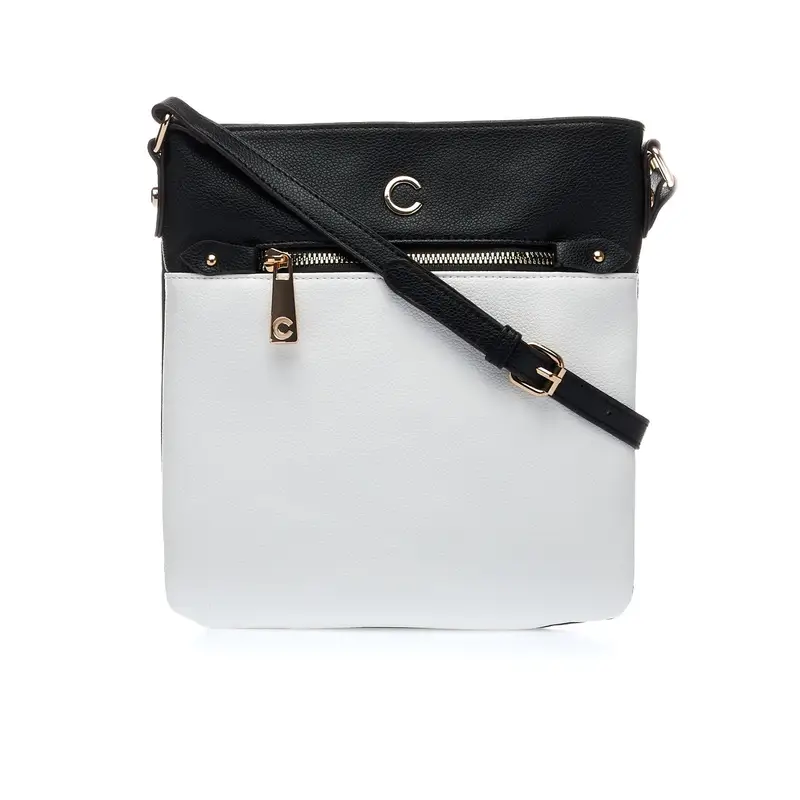 Tracolla nera bicolore con zip