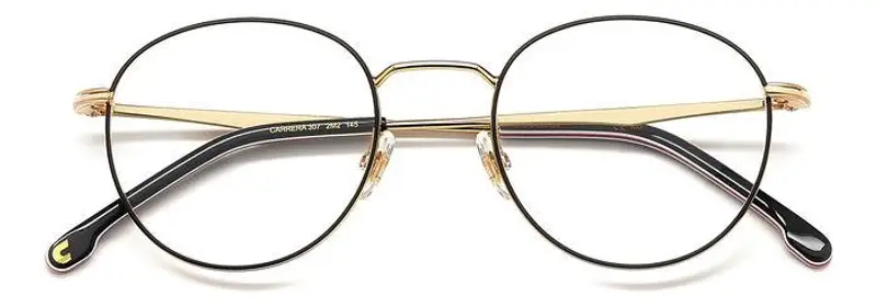 Carrera Unisex CARRERA 307 2M2 Montature da vista Acciaio Nero/Oro Rotonda miniatura 2