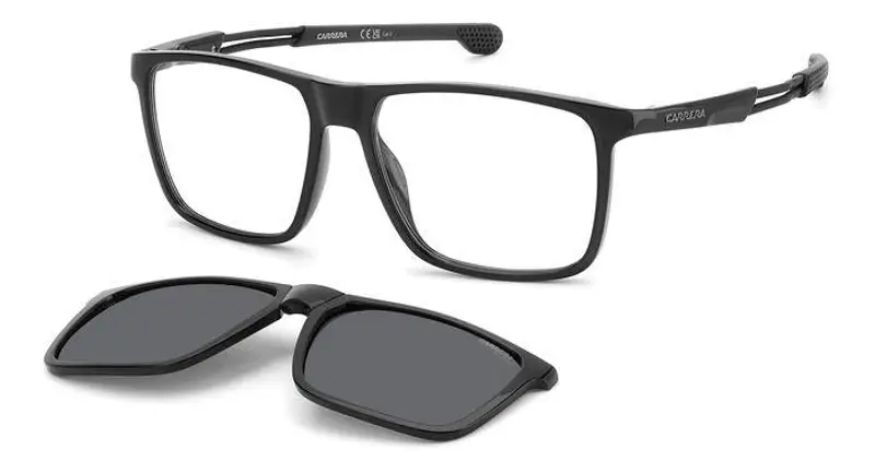 Carrera Uomo CA 4020/CS 807/M9 Montature da vista Polyamide Nero Grigio Squadrata Polarizzata Clip-on