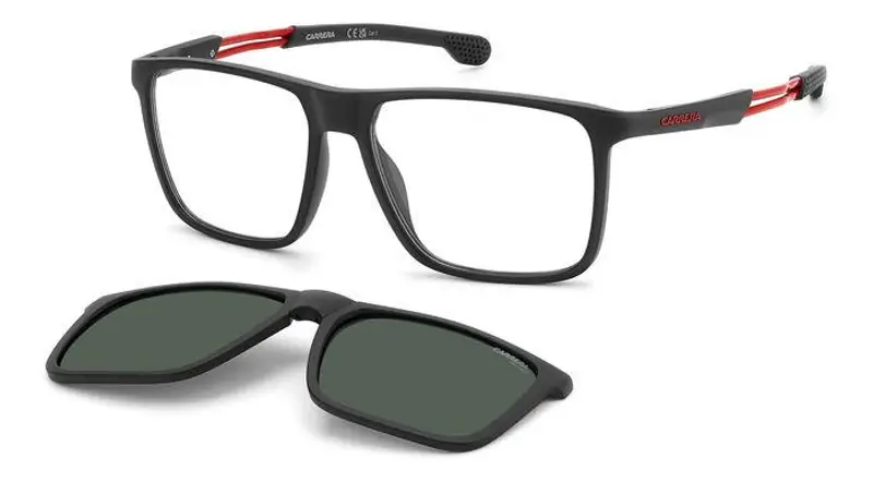 Carrera Uomo CA 4020/CS BLX/UC Montature da vista Polyamide Nero-opaco Verde Squadrata Polarizzata Clip-on
