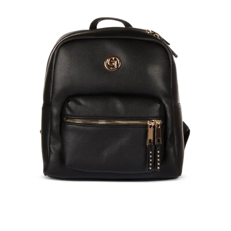 Zaino nero da donna con tasca e zip con borchie