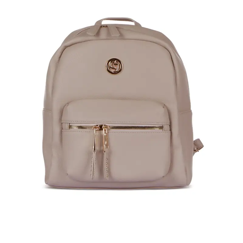 Zaino rosa da donna con tasca e zip con borchie