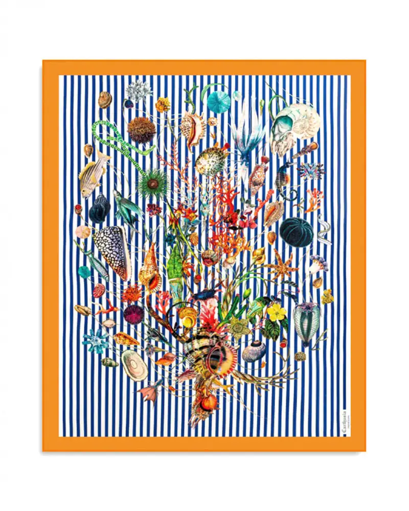 A’mmare Pareo Cotone Fondo Righe Bordo Arancio