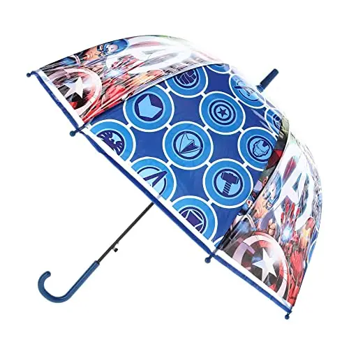 CARTOON Ombrello per bambini, struttura antivento, 8 raggi in fibra di vetro, apertura manuale, manico a U (Avengers miniatura 2